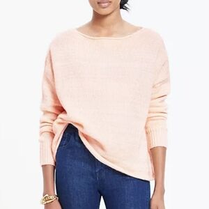 Madewell Thredmix Boatneck Sweater Marled Cream White Boxy Wool Blend Medium